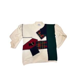 Vintage Large Tartan and Scotty Christmas Sweater